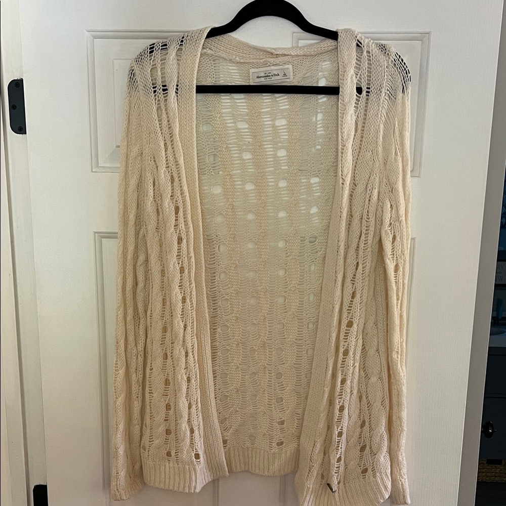 Abercrombie & Fitch Cream Open-Knit Cardigan